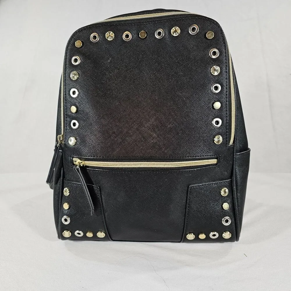 Danielle Nicole Faux Leather Mini Backpack‎ Studded Embellished Lined Black